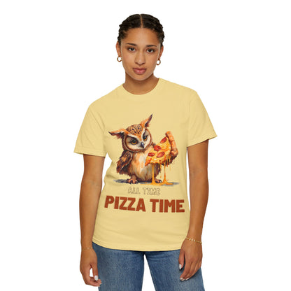 Pizza Time Owl T-Shirt — Cute Owl Eating Pizza Graphic Tee