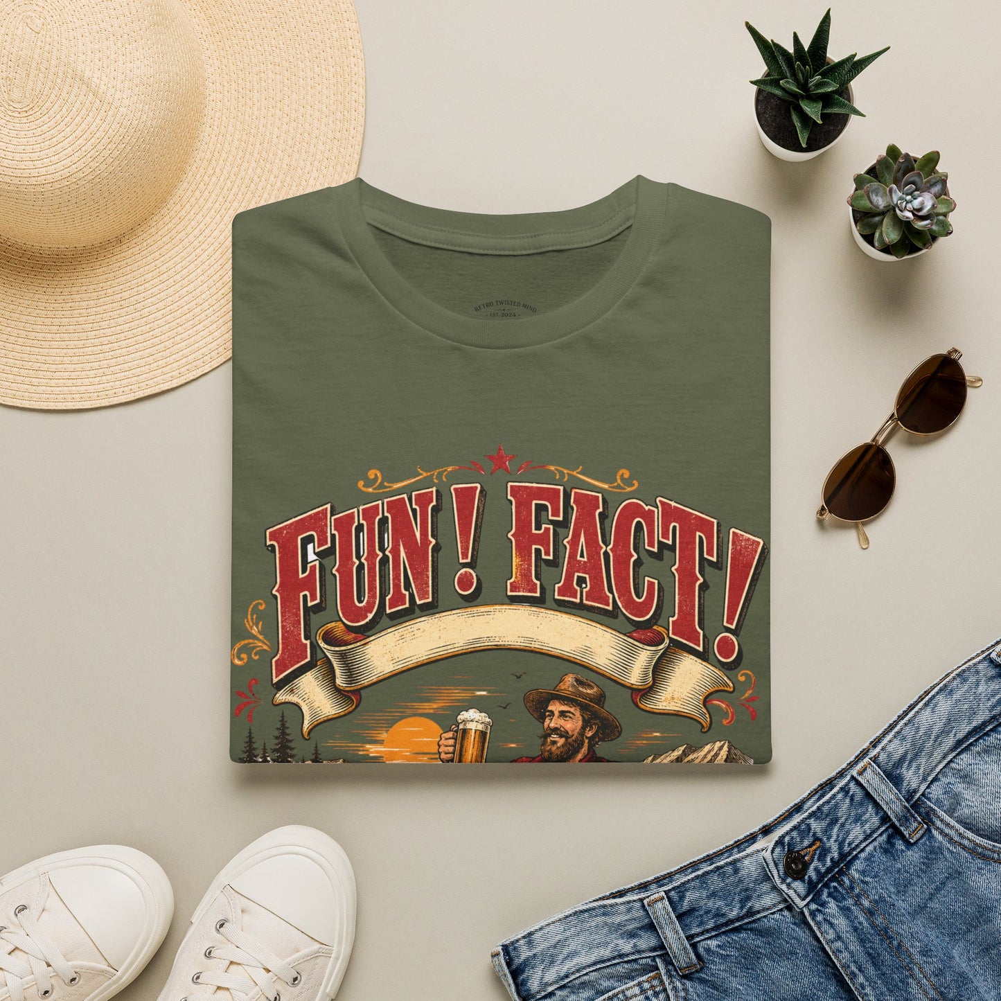 Fun! Fact! T-Shirt — Vintage Beer Drinker Graphic Tee