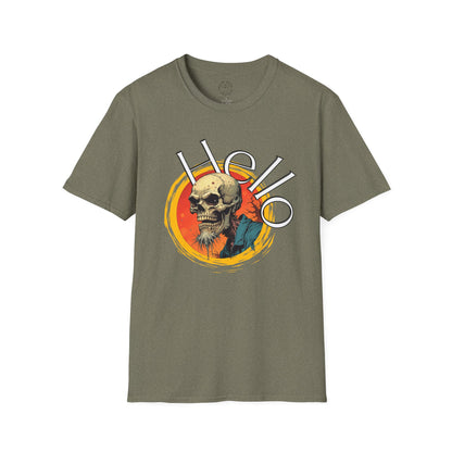 Hello Skull Graphic Unisex Softstyle T-Shirt - Edgy Streetwear Tee,scull