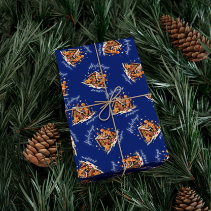 Copy of Gift Wrap — Blue Holiday Nativity Patterned Wrapping Paper