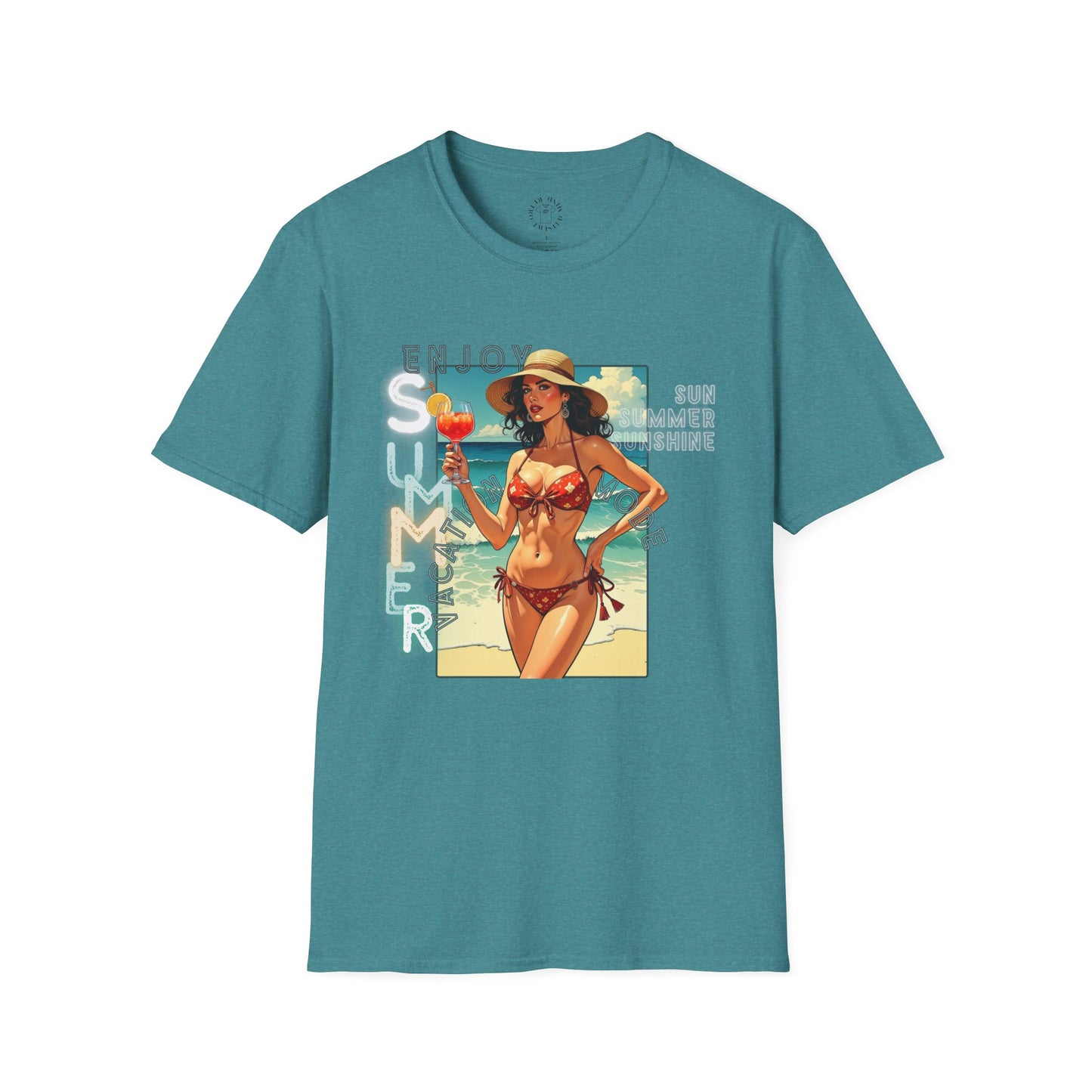 Enjoy Summer Vintage T-Shirt - Unisex Softstyle Tee for Beach Lovers