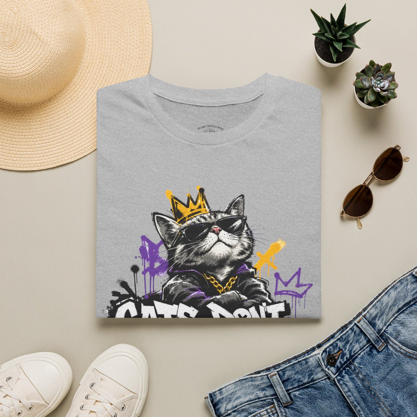 Cat Graphic Tee — "Cats Don't Have Owners They Have Staff"
