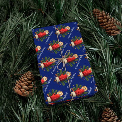 Christmas Cornucopia Gift Wrap Paper – Festive Blue Holiday Wrapping