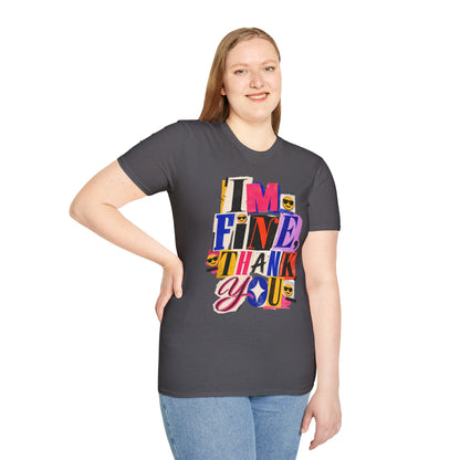 T-Shirt — "I'M FINE, THANK YOU" Retro Collage Graphic Tee