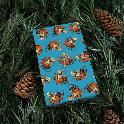 Santa Puppy Pattern Gift Wrap Paper – Cute Christmas Wrapping Sheets