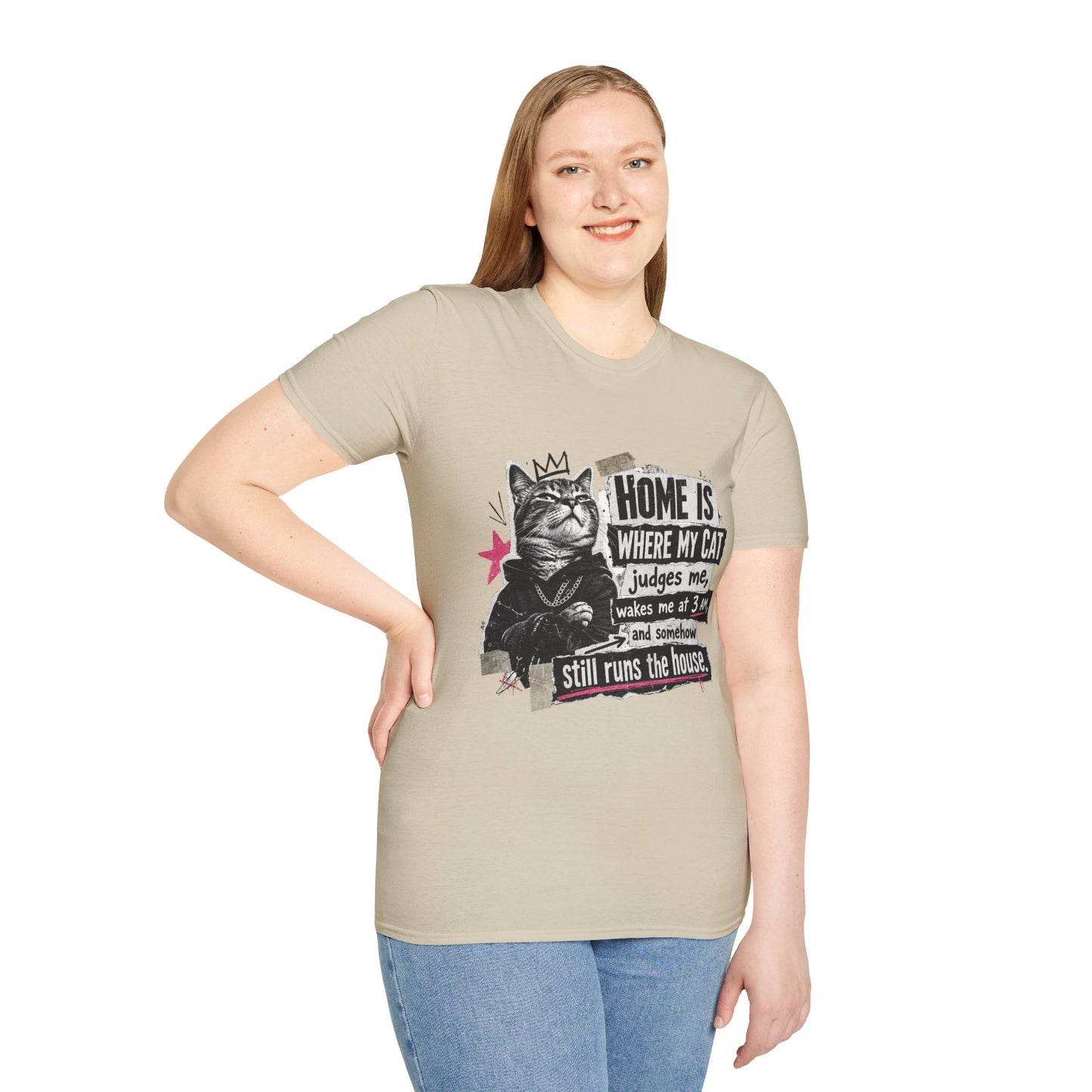 Cat T-Shirt — "Home Is Where My Cat Judges Me" Funny Graphic Tee