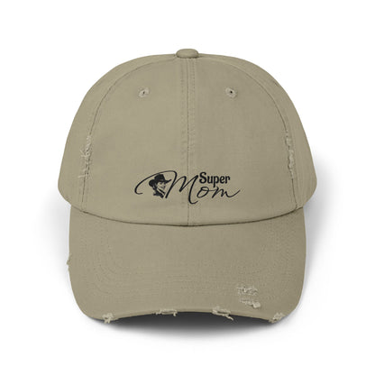 Super Mom Unisex Distressed Cap, Casual Hat for Moms, Gift for Mother's Day, Everyday Wear, Relaxed Style