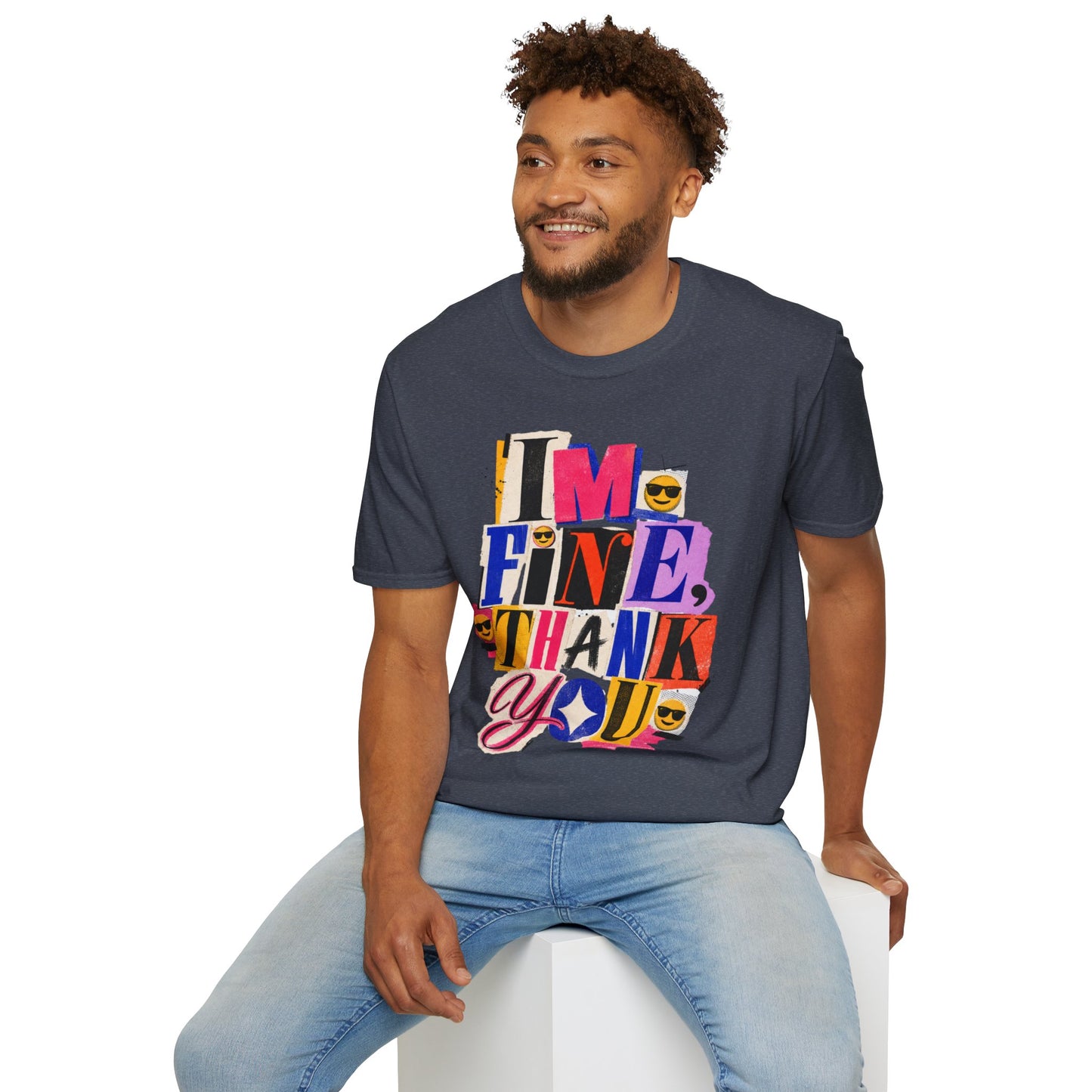 T-Shirt — "I'M FINE, THANK YOU" Retro Collage Graphic Tee
