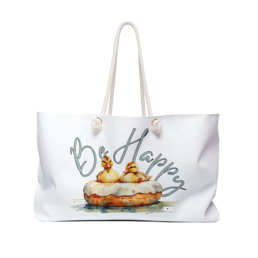 Be Happy Weekender Bag – Stylish Tote for Joyful Adventures baby ducks