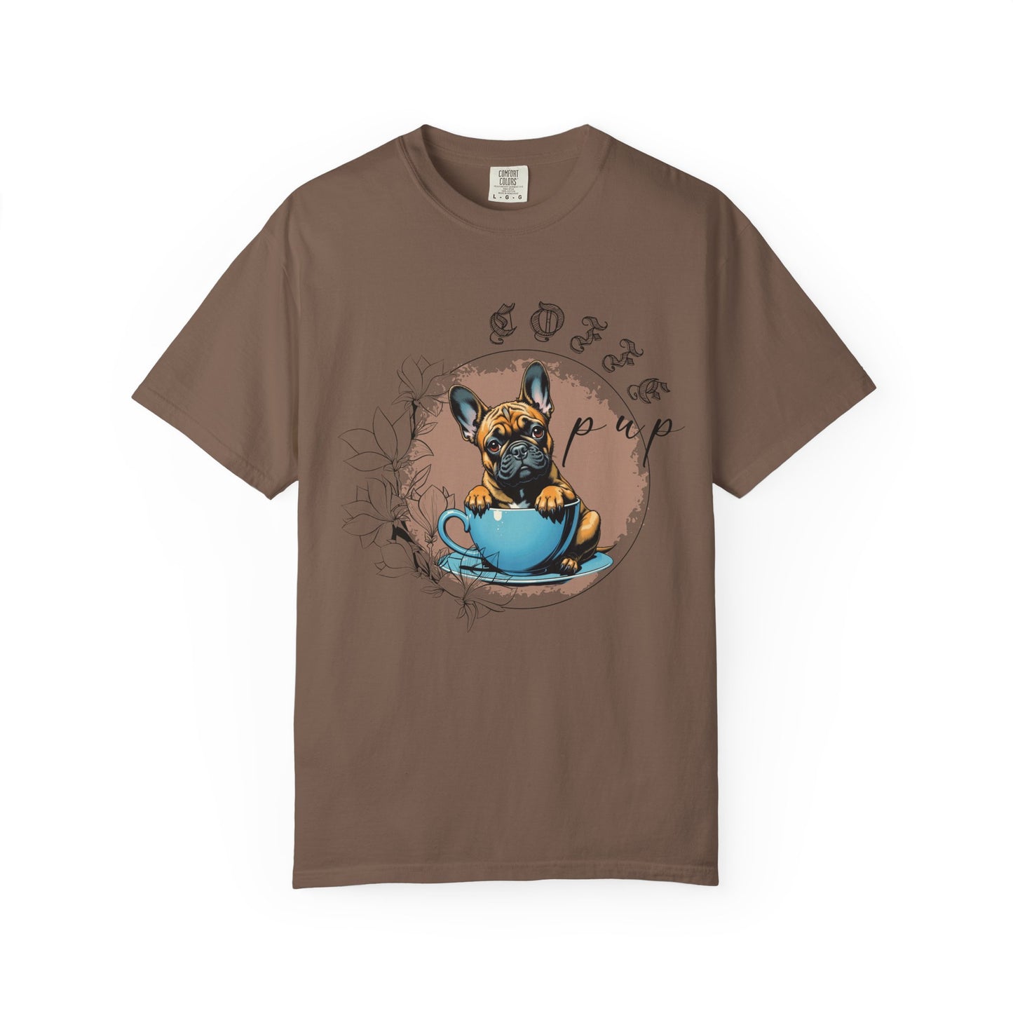Cute French Bulldog Coffee T-Shirt - Unisex Garment-Dyed Tee