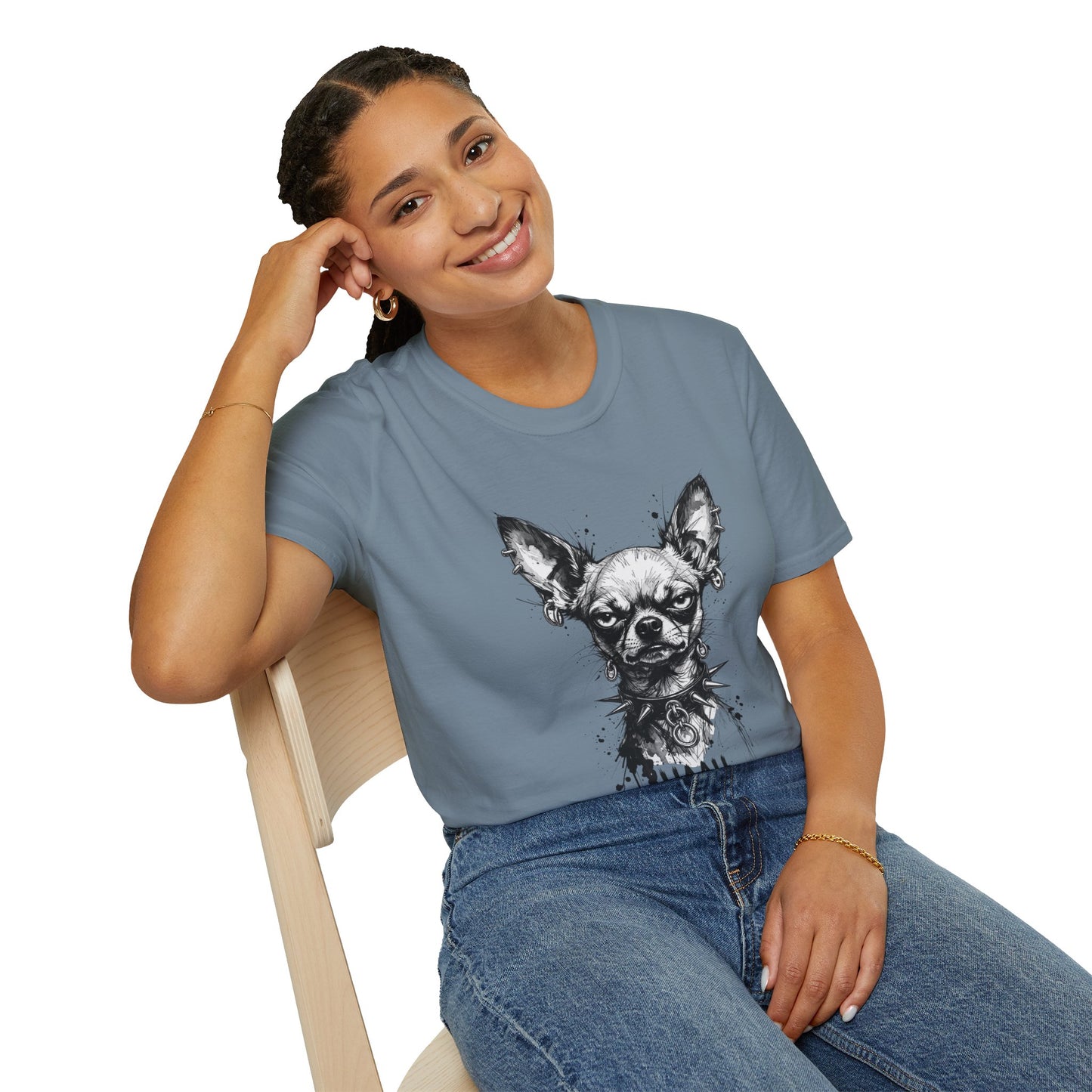 Chihuahua Portrait T‑Shirt — Expressive Black & White Dog Art Tee