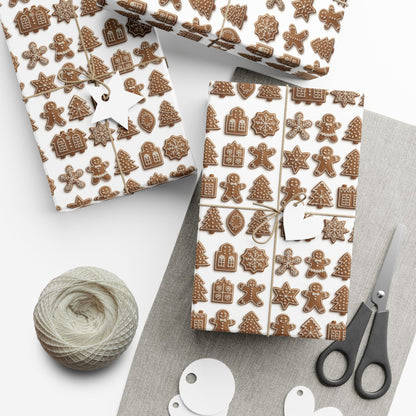 Gingerbread Pattern Gift Wrap Paper — Holiday Wrapping Sheets (Christmas Cookie Design)