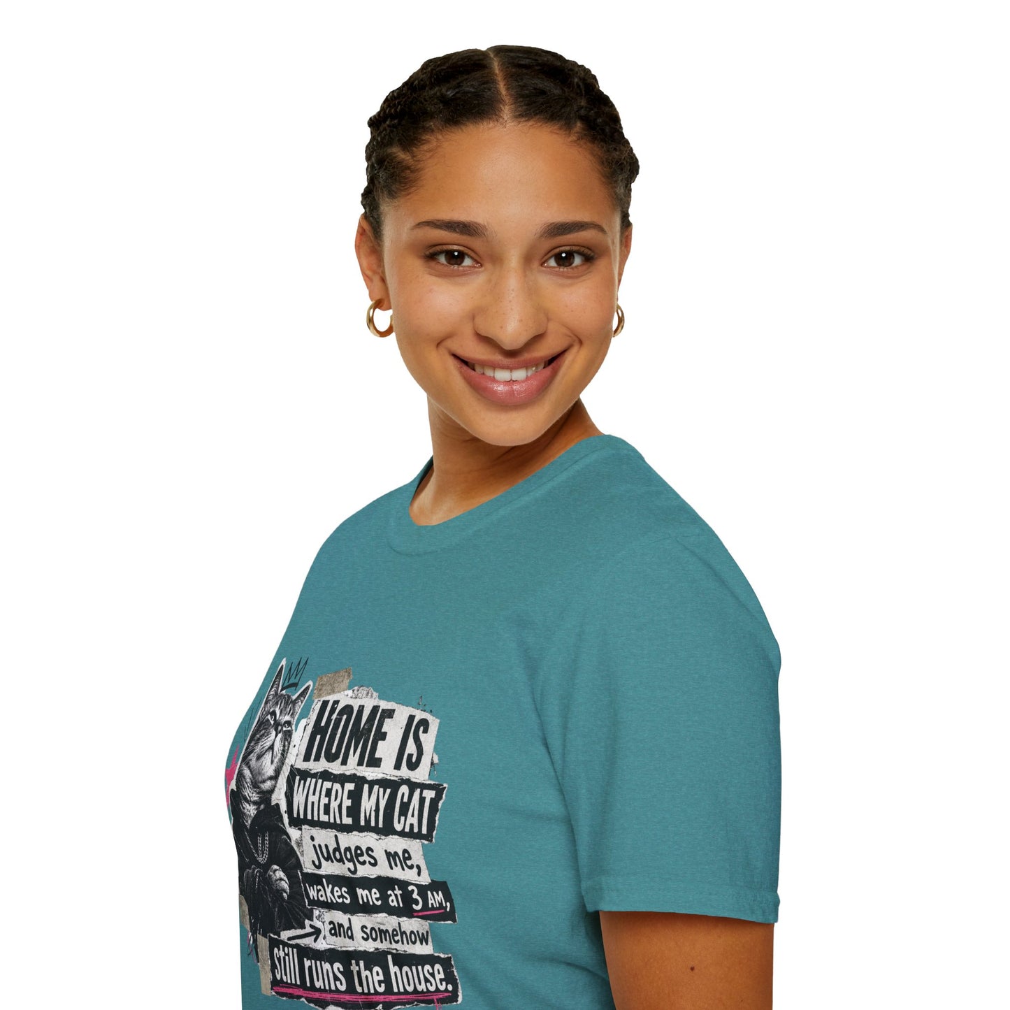 Cat T-Shirt — "Home Is Where My Cat Judges Me" Funny Graphic Tee