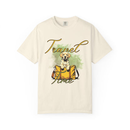 Travel Time Dog T-Shirt - Unisex Garment-Dyed Tee for Pet Lovers