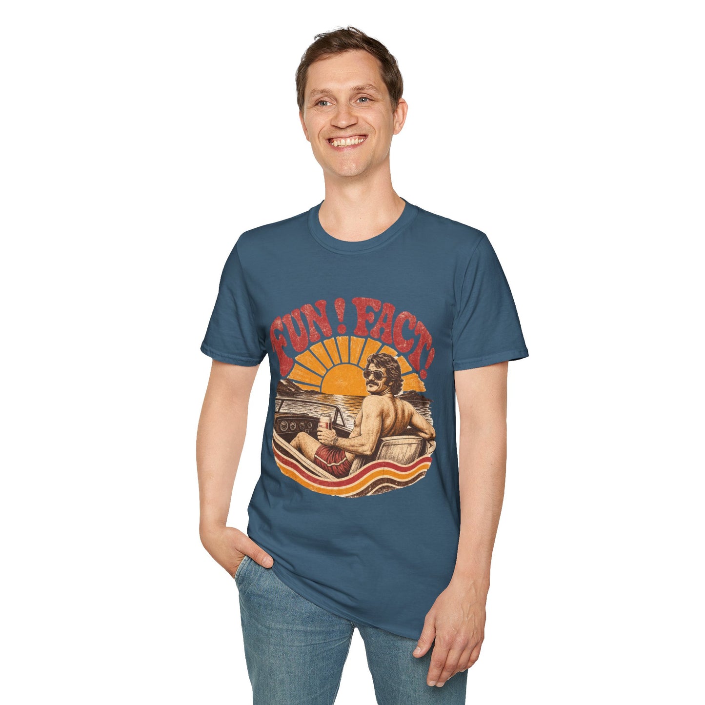 Retro 'FUN! FACT!' Surf Tee — Vintage Sunset Beach Graphic T-Shirt