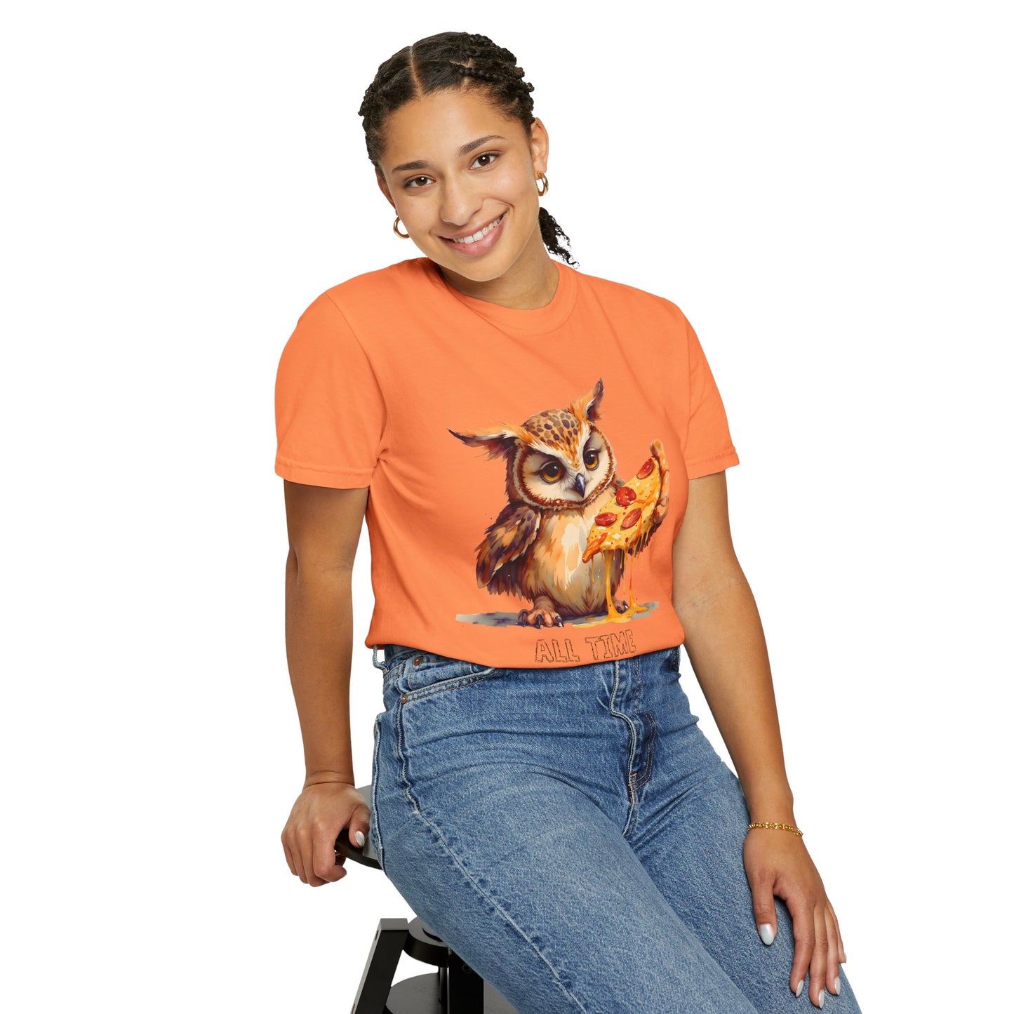 Pizza Time Owl T-Shirt — Cute Owl Eating Pizza Graphic Tee