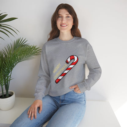 Christmas Candy Cane Crewneck Sweatshirt — "Merry Christmas" Holiday Sweater