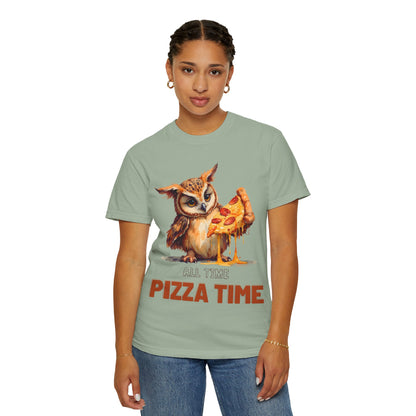 Pizza Time Owl T-Shirt — Cute Owl Eating Pizza Graphic Tee