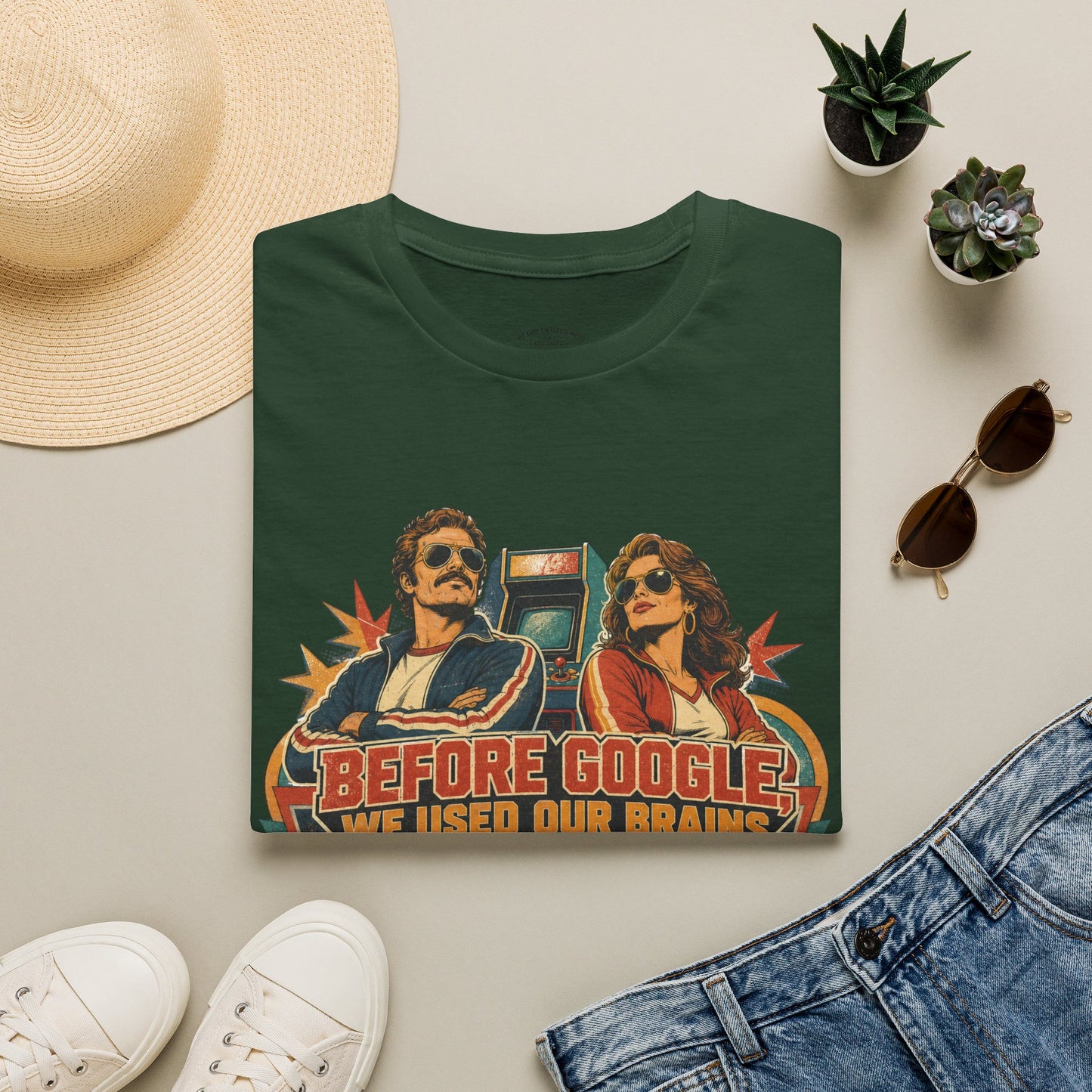 Before Google T-Shirt — Retro Vintage "We Used Our Brains" Graphic Tee