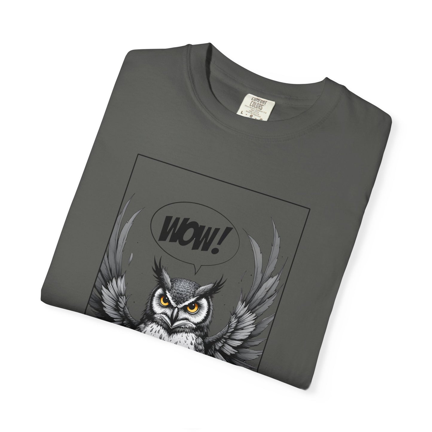 Owl Graphic T-Shirt — 'WOW!' Illustrated Night Owl Tee