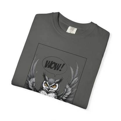 Owl Graphic T-Shirt — 'WOW!' Illustrated Night Owl Tee