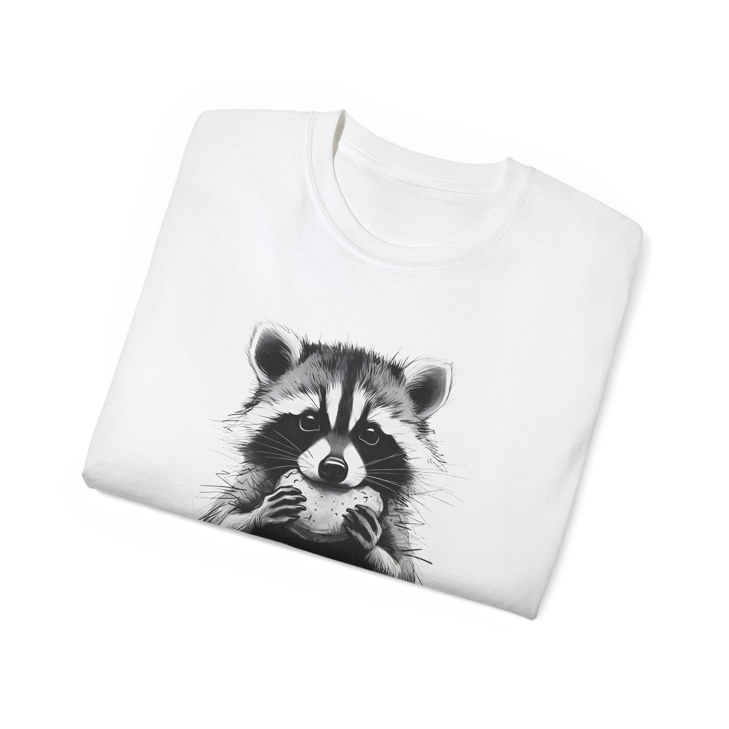 Raccoon Sketch Tee — Cute Black & White Wildlife Graphic T-Shirt