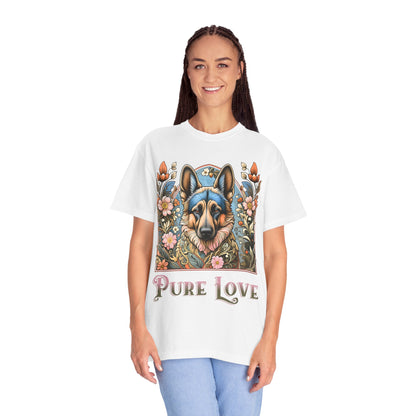 Pure Love German Shepherd T-Shirt – Unisex Garment-Dyed Tee for Dog Lovers