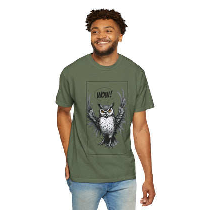 Owl Graphic T-Shirt — 'WOW!' Illustrated Night Owl Tee