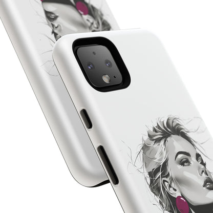 Phone Case — Chic Portrait with Pink Earrings (Stylish Protective Tough Case)