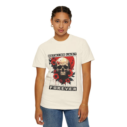Edgy Skull Graphic T-Shirt - Unique Casual Wear, Unisex Streetwear, Gift for Music Lovers, Halloween Costume, Forever Quote Tee