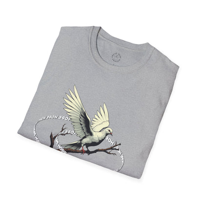 Hopeful Wings Unisex Softstyle T-Shirt - Inspirational Graphic Tee,dove,twisted