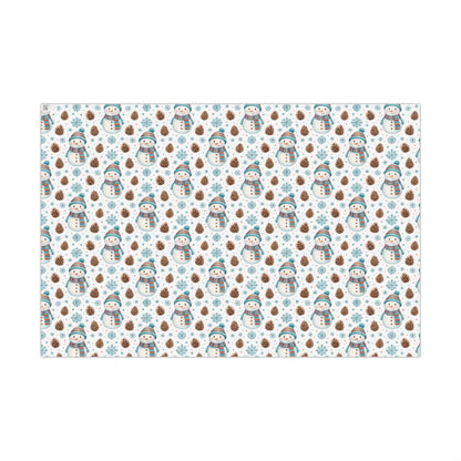 Snowman Holiday Wrapping Paper — Cute Snowman, Pinecone & Snowflake Gift Wrap