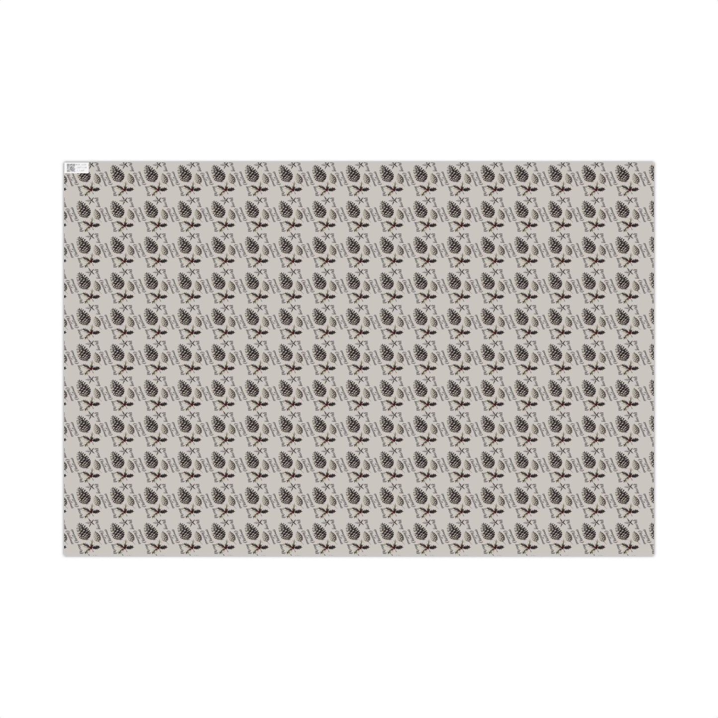 Gift Wrap Paper - Neutral Pinecone & Sprig Pattern, Rustic Holiday Wrapping Paper