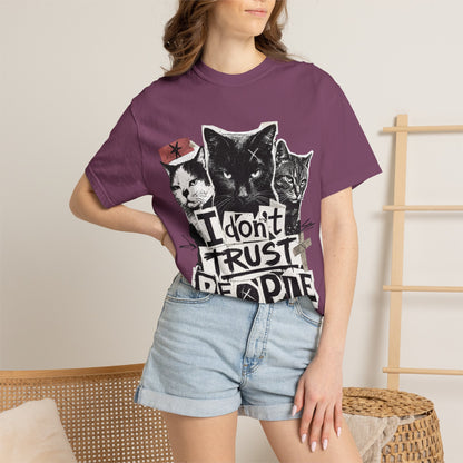 I Don’t Trust People Cat T-Shirt — Grunge Graphic Tee for Cat Lovers