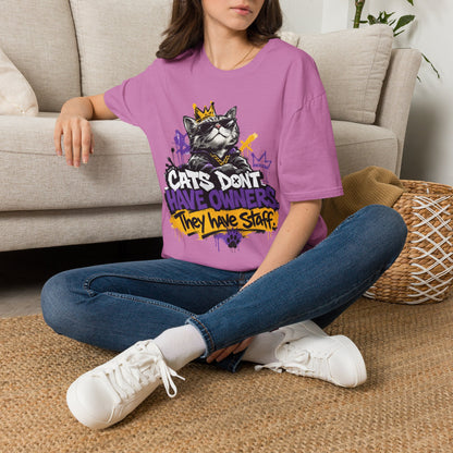 Cat Graphic Tee — "Cats Don't Have Owners They Have Staff"