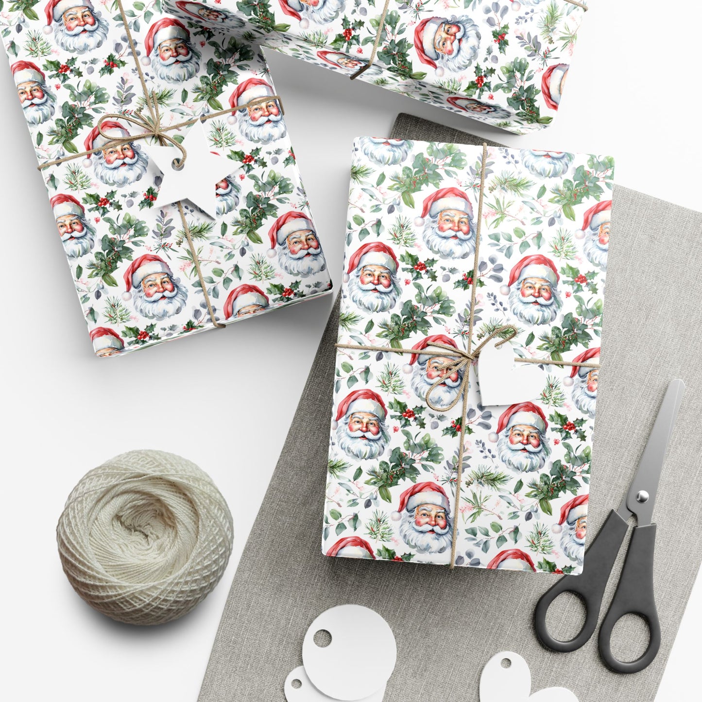 Santa Face Holiday Gift Wrap Paper - Festive Christmas Wrapping Sheets