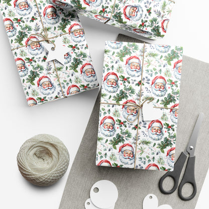 Santa Face Holiday Gift Wrap Paper - Festive Christmas Wrapping Sheets