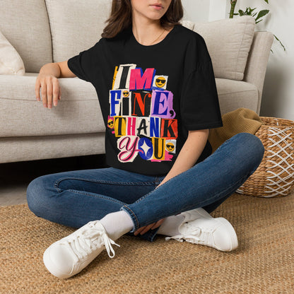 T-Shirt — "I'M FINE, THANK YOU" Retro Collage Graphic Tee