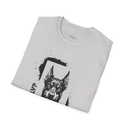 Doberman Portrait T‑Shirt — Bold Black Ink Dog Graphic
