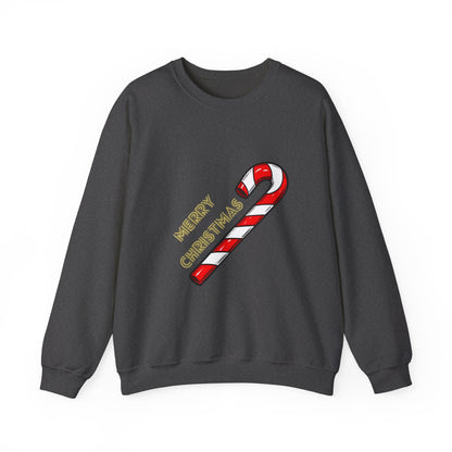 Christmas Candy Cane Crewneck Sweatshirt — "Merry Christmas" Holiday Sweater