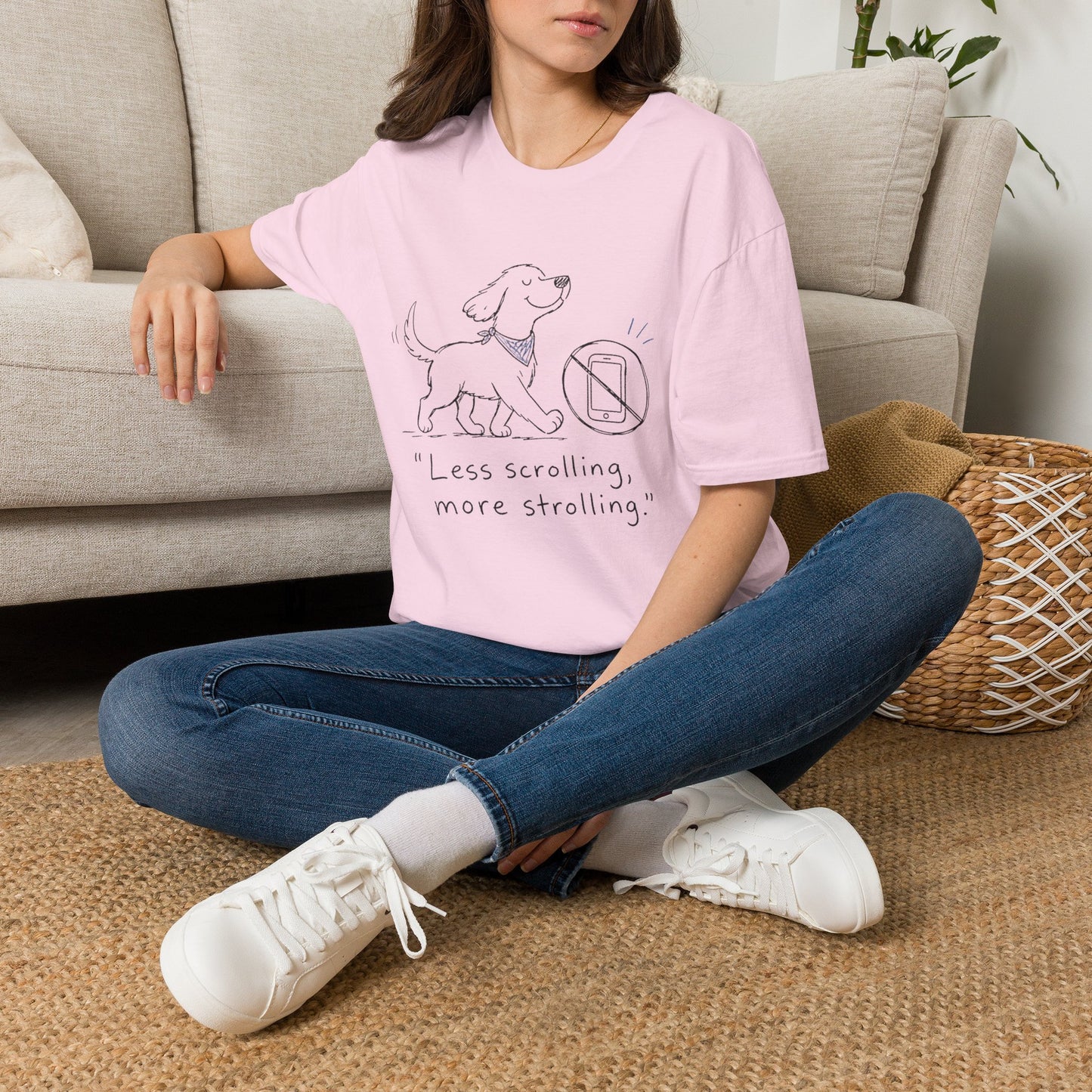 Less Scrolling, More Strolling Dog T-Shirt