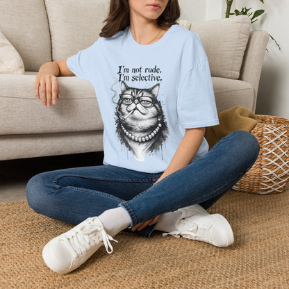 Cat Graphic T‑Shirt — "I'm Not Rude, I'm Selective" Funny Cat Tee