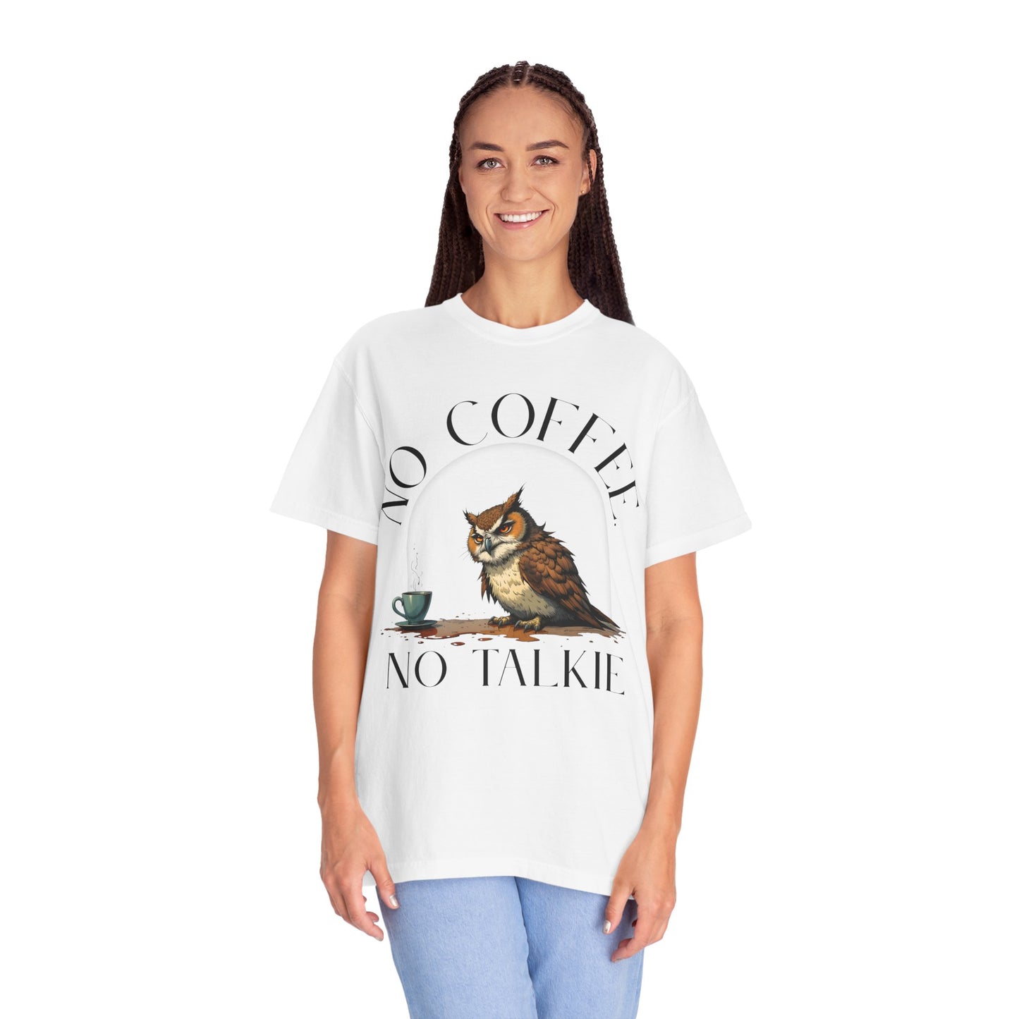 No Coffee No Talkie T-Shirt — Funny Owl Coffee Tee