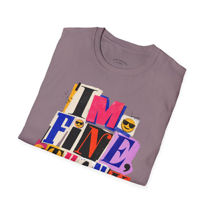 T-Shirt — "I'M FINE, THANK YOU" Retro Collage Graphic Tee