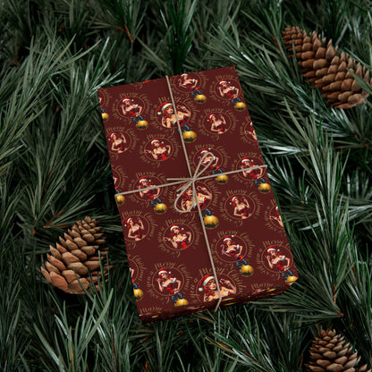 Wrapping Paper — Vintage Pinup red hair girl & Ornaments Christmas Gift Wrap