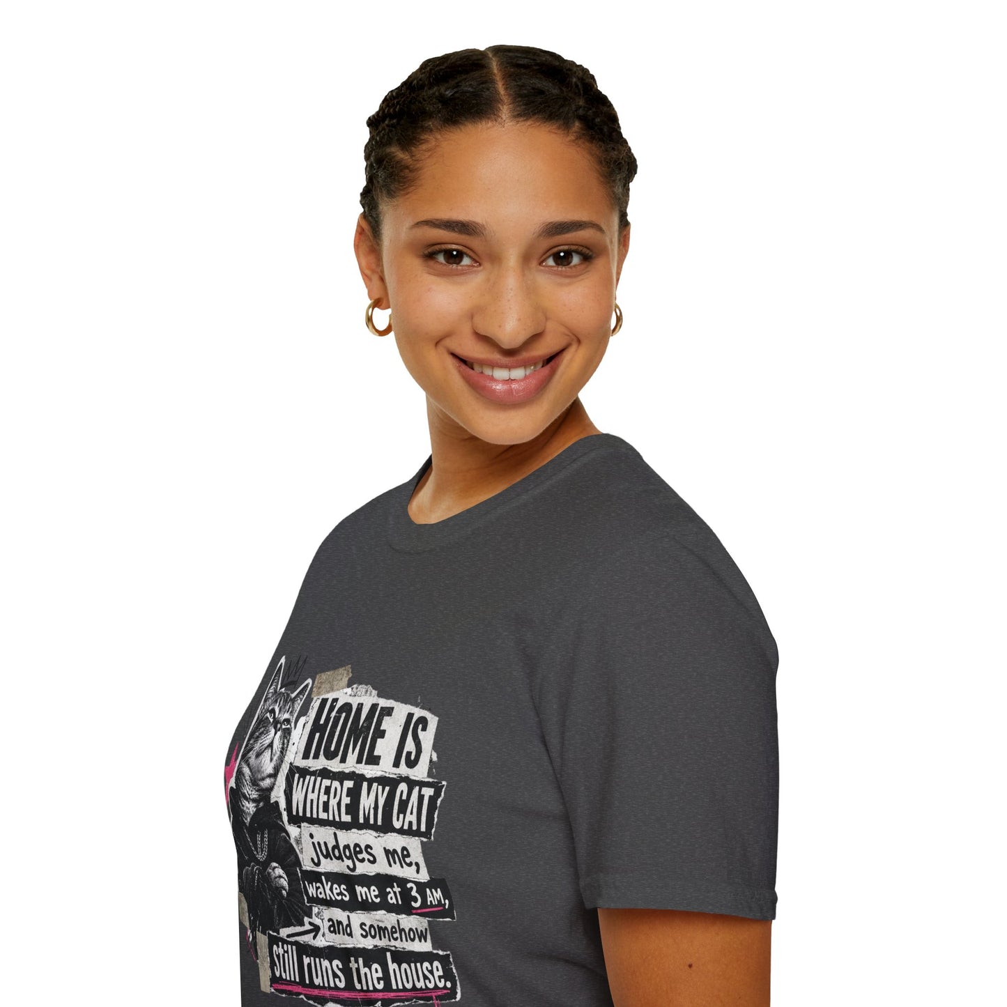 Cat T-Shirt — "Home Is Where My Cat Judges Me" Funny Graphic Tee