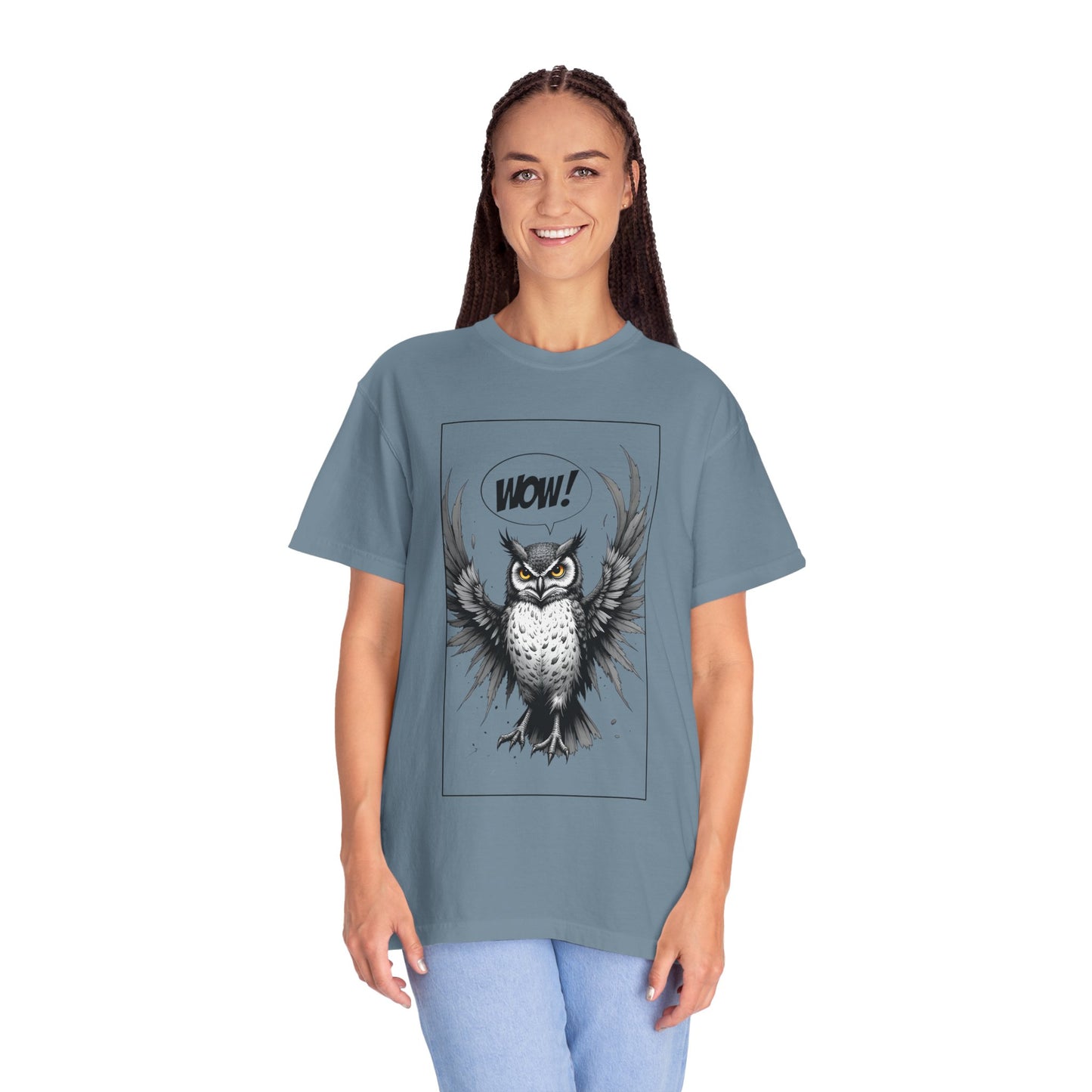 Owl Graphic T-Shirt — 'WOW!' Illustrated Night Owl Tee