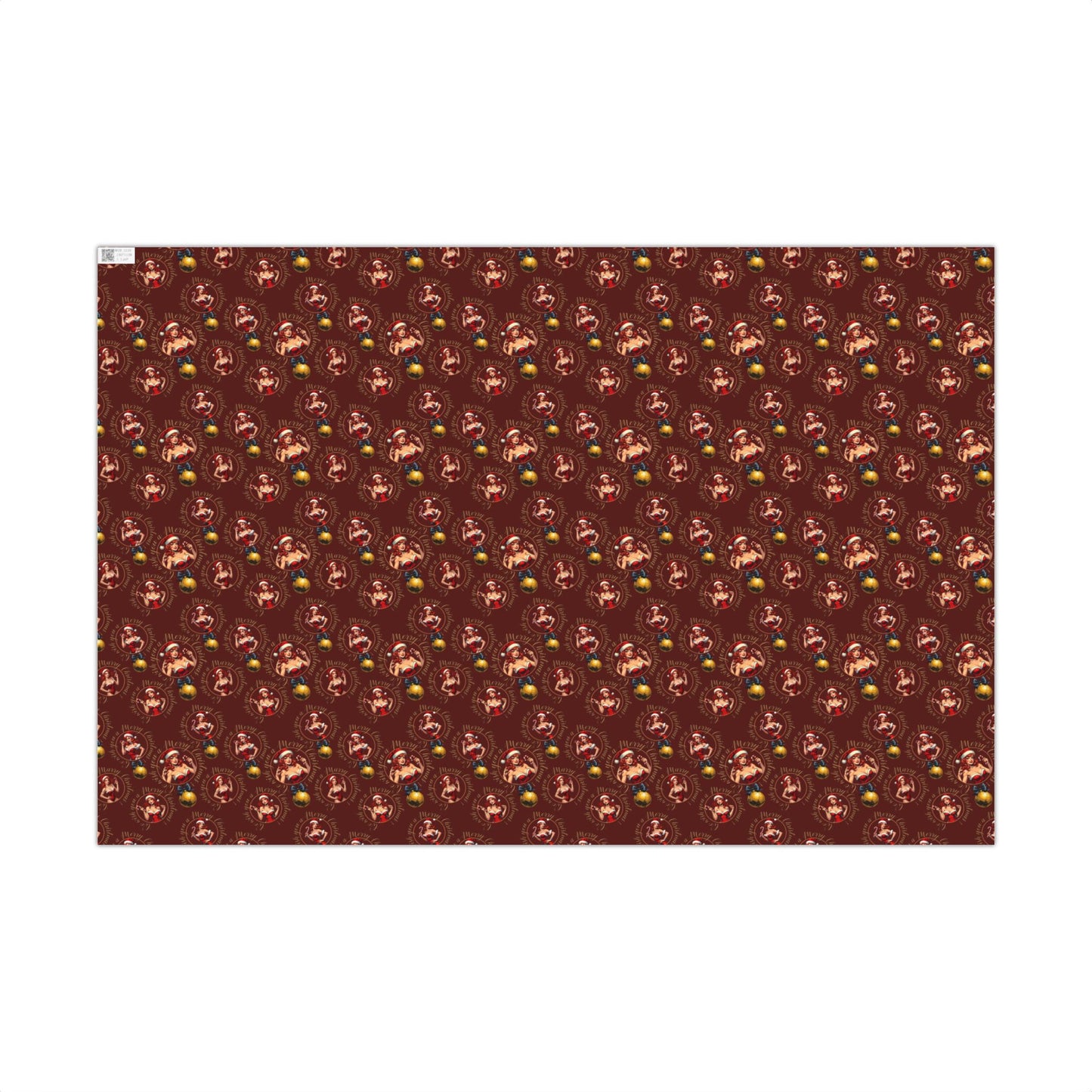 Wrapping Paper — Vintage Pinup red hair girl & Ornaments Christmas Gift Wrap