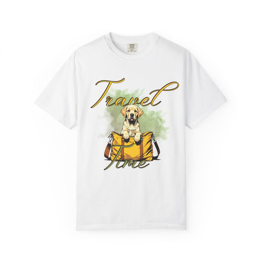 Travel Time Dog T-Shirt - Unisex Garment-Dyed Tee for Pet Lovers