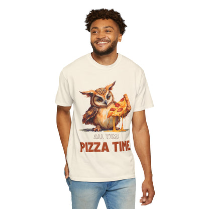 Pizza Time Owl T-Shirt — Cute Owl Eating Pizza Graphic Tee